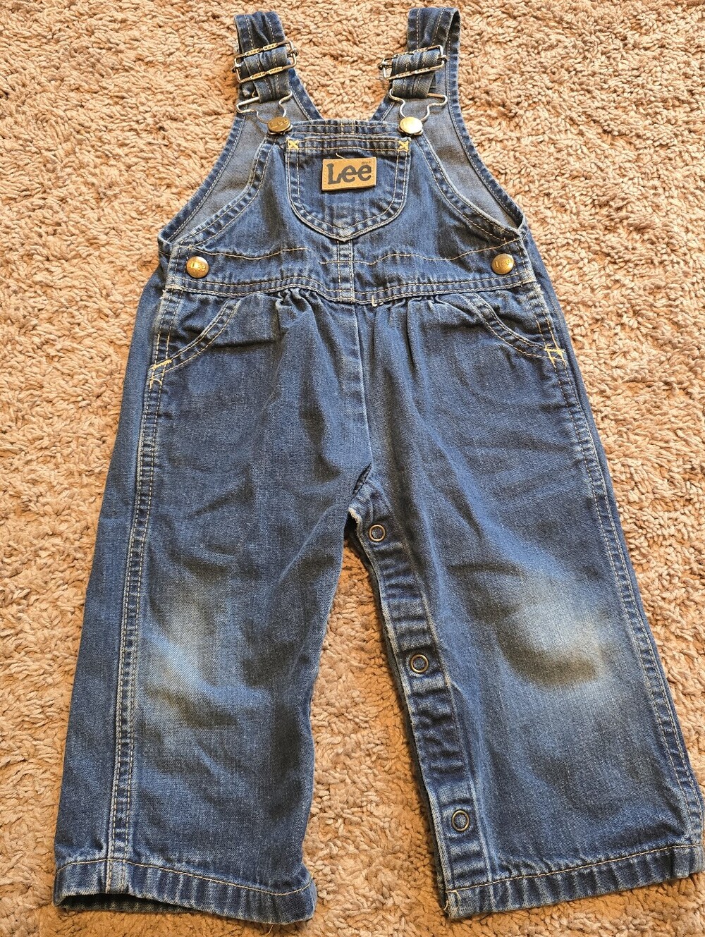 Vintage 80s Lee Denim Baby Overalls 18M Made in USA